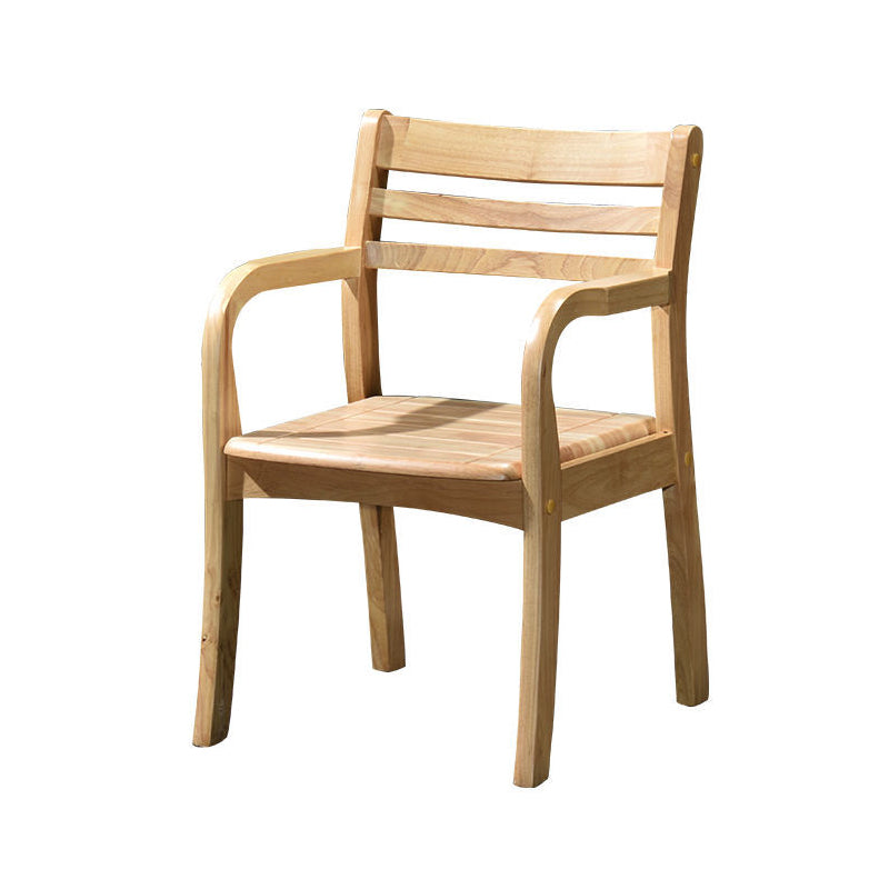 Mid-century Modern Style Rubber Wood Solid Wood Armrest Fixed Back ARM Chair