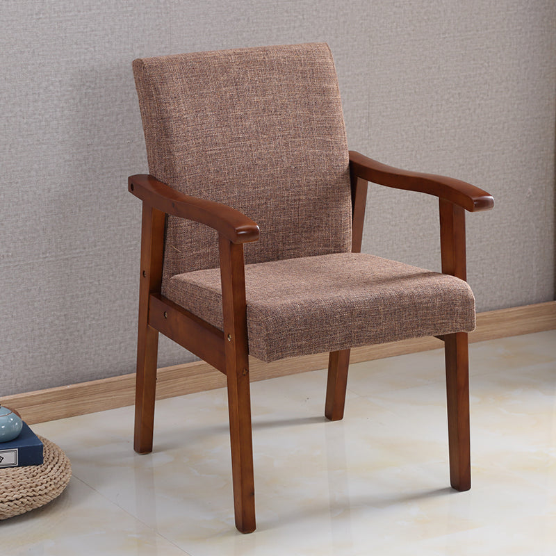 Mid-century Modern 21.25"Wide Linen Blend Fixed Back Square Arm Chair