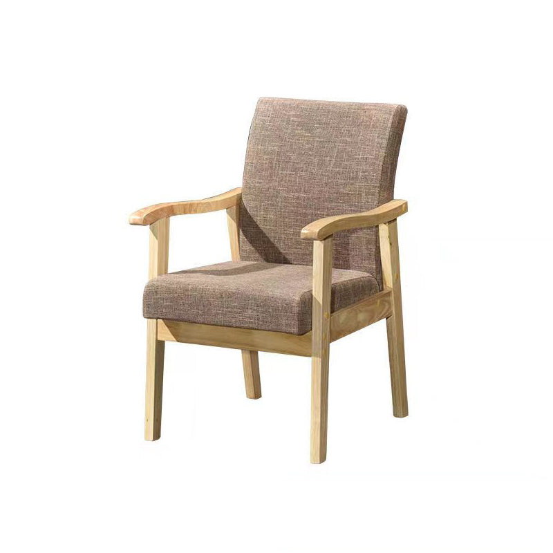 Mid-century Modern 21.25"Wide Linen Blend Fixed Back Square Arm Chair