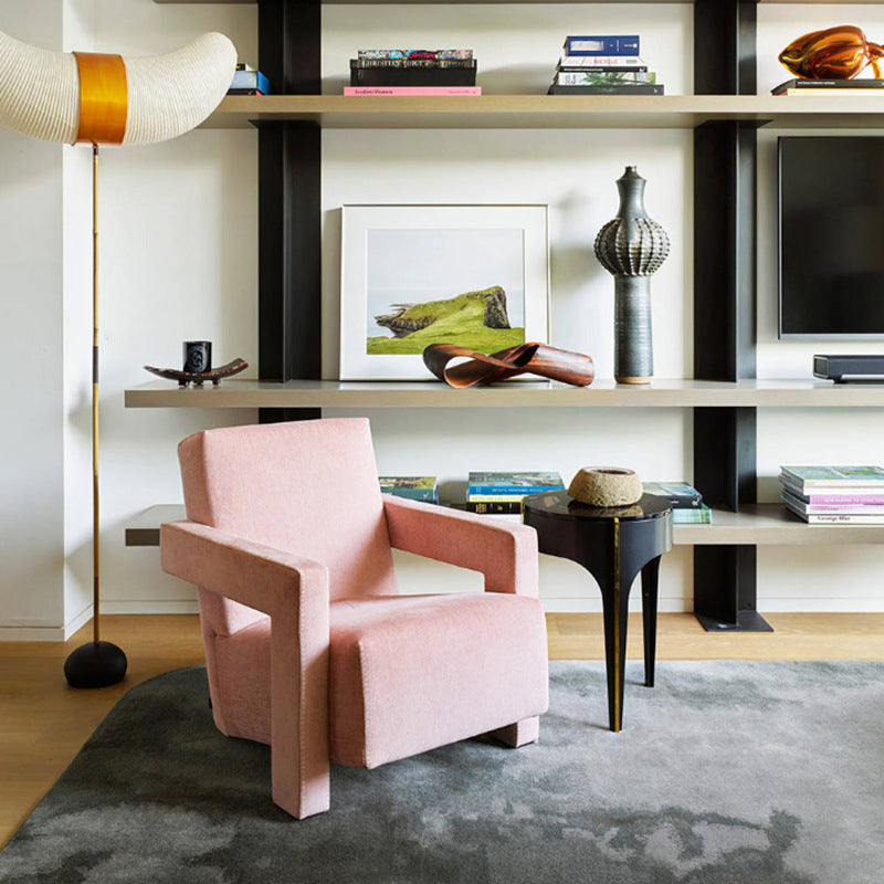 Contemporary 27.56"Wide Velvet Fixed Back Sponge Square Arm Chair