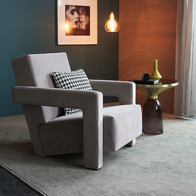 Contemporary 27.56"Wide Velvet Fixed Back Sponge Square Arm Chair