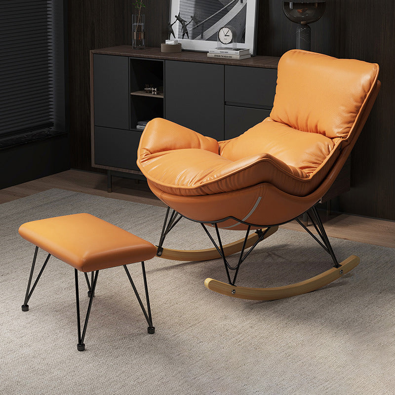 Wing Back Rocking Chair Solid Wood Rocker Chair with Ottoman