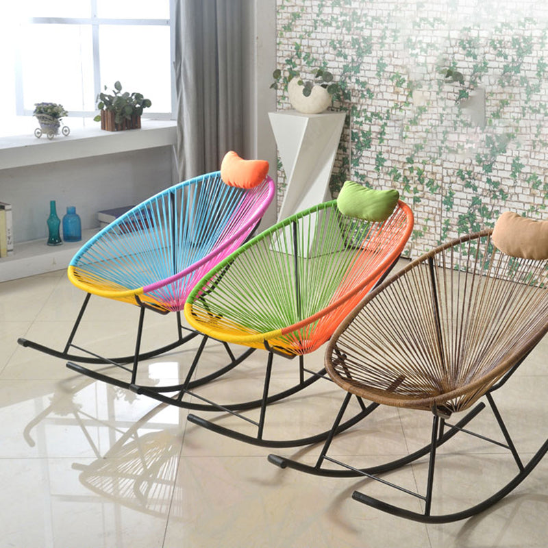 Contemporary Rocking Accent Chair Metal and Wicker Rocker Chair 28.3" x 43.3" x 35.4"