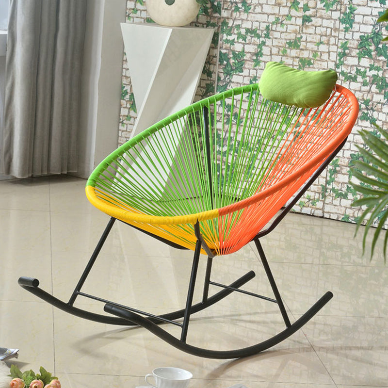 Contemporary Rocking Accent Chair Metal and Wicker Rocker Chair 28.3" x 43.3" x 35.4"