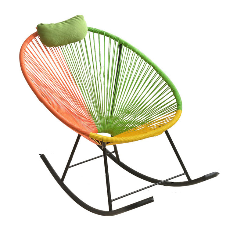 Contemporary Rocking Accent Chair Metal and Wicker Rocker Chair 28.3" x 43.3" x 35.4"