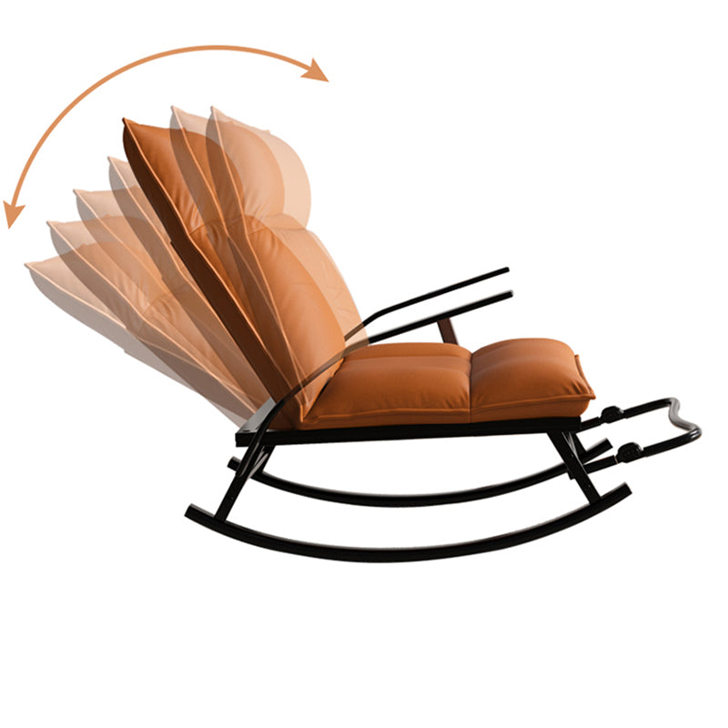 Faux Leather and Metal Rocking Chair Ergonomic with Seat Cushion Rocker Chair Spindle