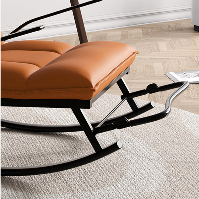 Faux Leather and Metal Rocking Chair Ergonomic with Seat Cushion Rocker Chair Spindle