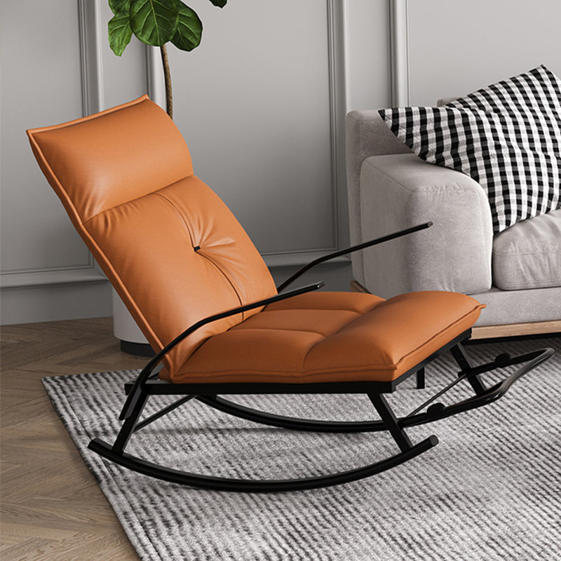Faux Leather and Metal Rocking Chair Ergonomic with Seat Cushion Rocker Chair Spindle