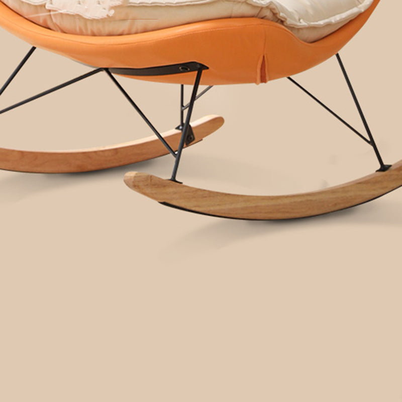 Glam Ergonomic Rocker Chair with Padded Seat Rocking Accent Chair Wingback