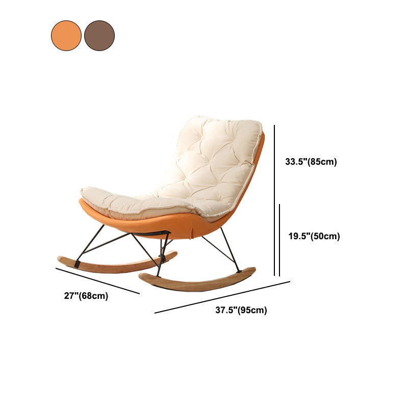 Glam Ergonomic Rocker Chair with Padded Seat Rocking Accent Chair Wingback