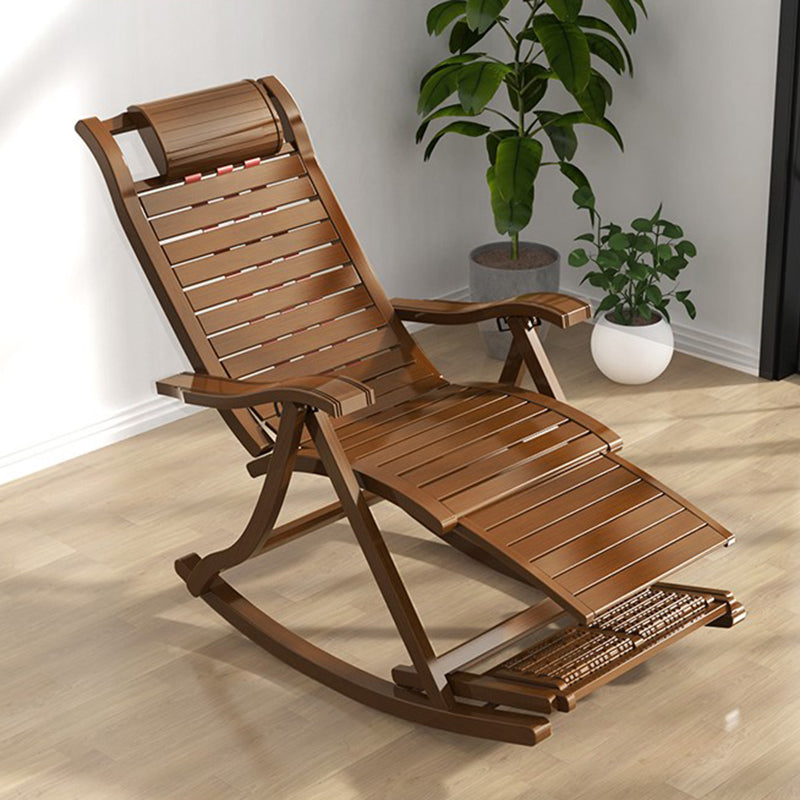 Solid Wood Rocking Chair Bamboo with Padded Seat Rocker Chair Ergonomic