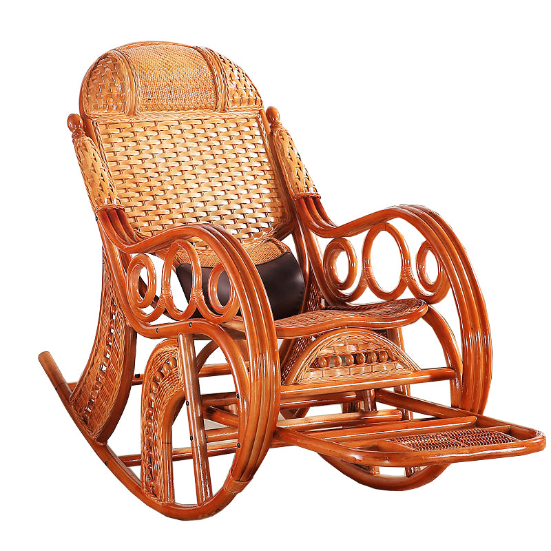 Mid-Century Modern Recliner Chair Rattan/Wicker Recliner Chair for Parlor