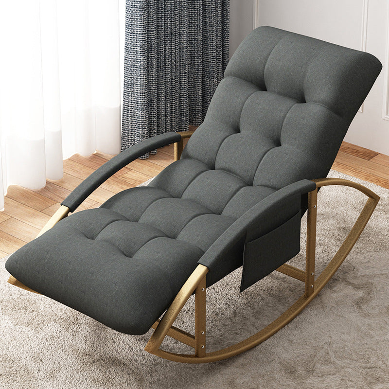 Glam Button-Tufted Rocker Chair Upholstered Rocking Accent Chair