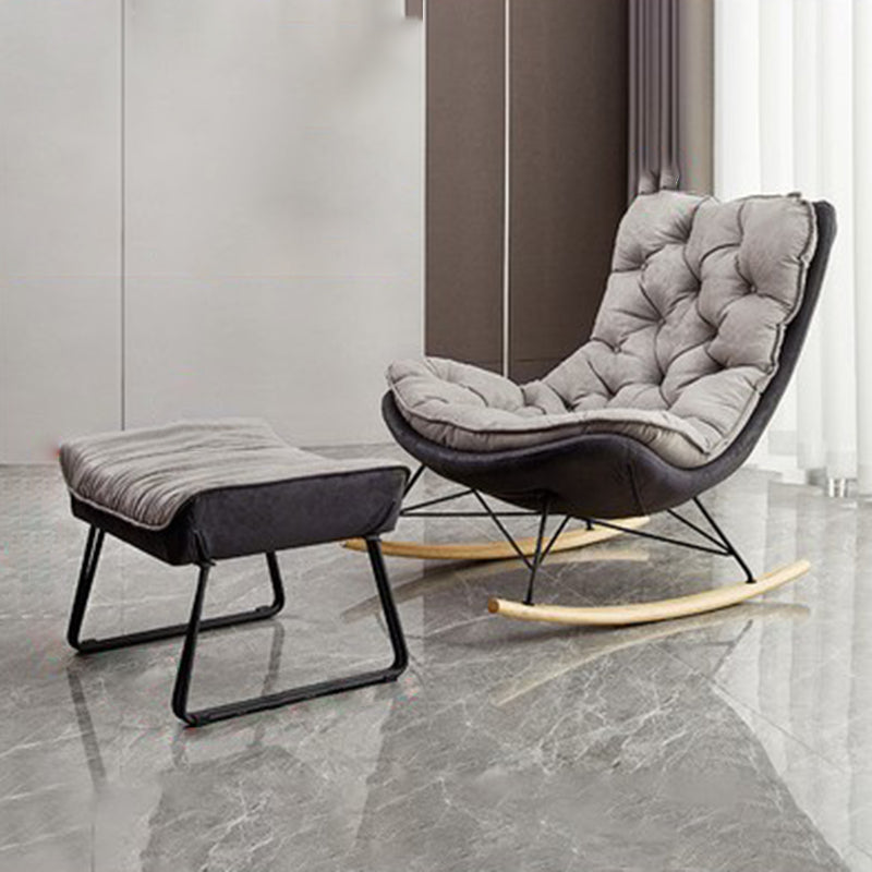 37.4" x 41.3" x 35.4" Rocker Chair Suede and Metal with Seat Cushion Rocker Wingback