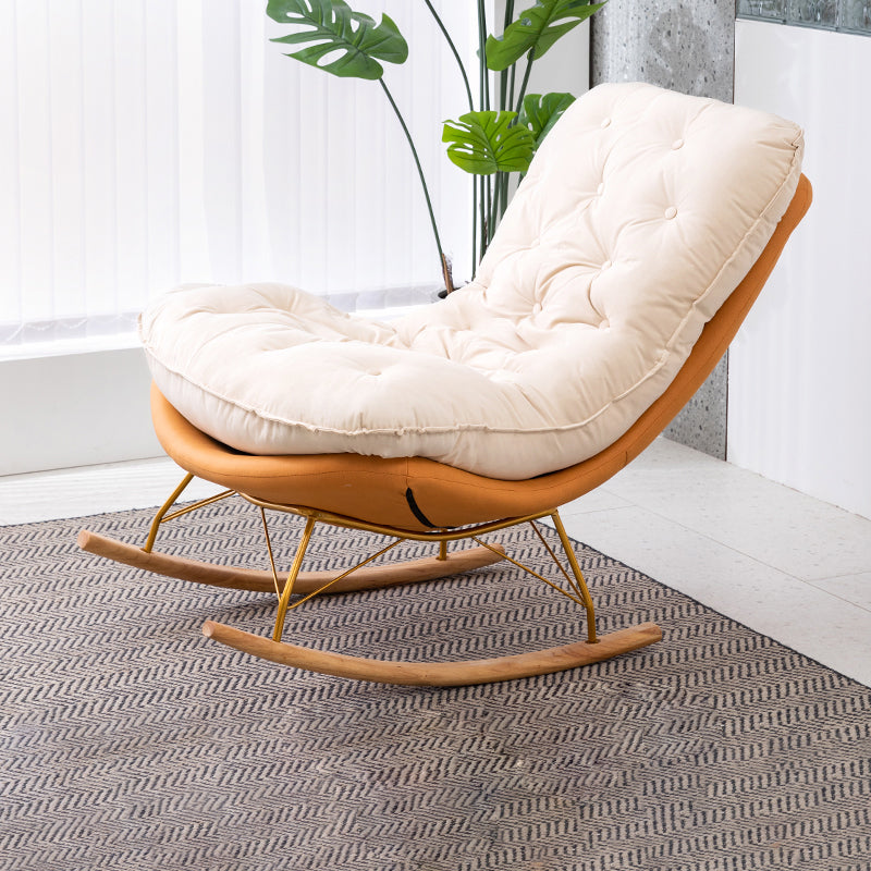 37.4" x 41.3" x 35.4" Rocker Chair Suede and Metal with Seat Cushion Rocker Wingback