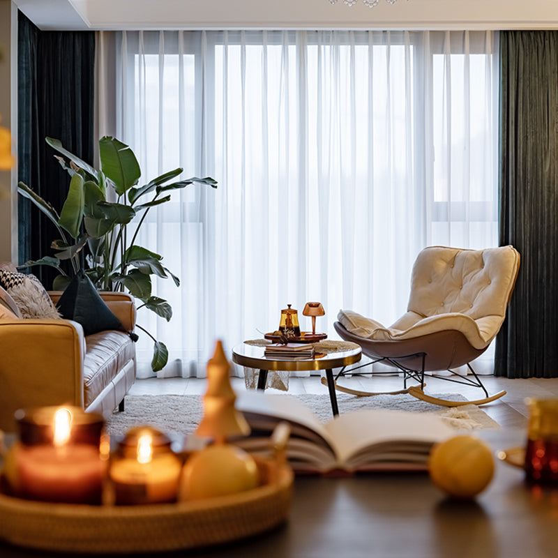 37.4" x 41.3" x 35.4" Rocker Chair Suede and Metal with Seat Cushion Rocker Wingback