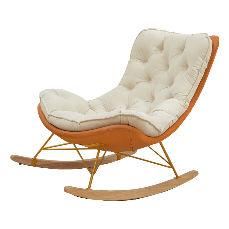 Glam Suede and Metal Rocker Chair Reclining with Padded Seat Rocking Chair for Living Room