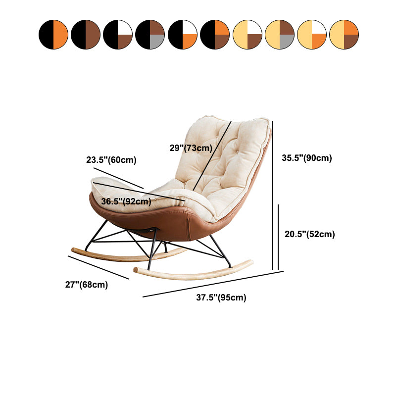 Glam Suede and Metal Rocker Chair Reclining with Padded Seat Rocking Chair for Living Room