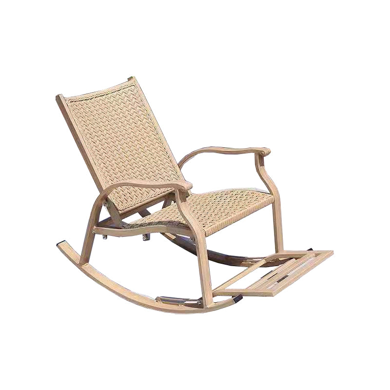 Rattan Natural Rocker Chair Modern Spindle Rocking Chair 25.2" x 41.3" x 35.4" for Outdoor