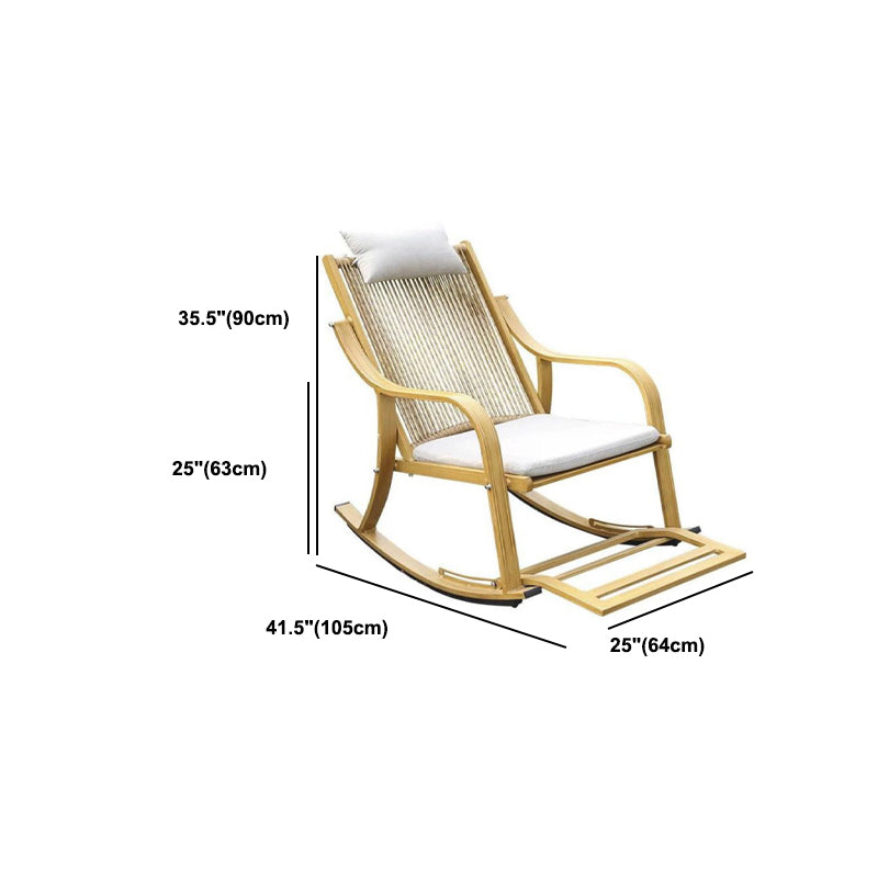 Rattan Natural Rocker Chair Modern Spindle Rocking Chair 25.2" x 41.3" x 35.4" for Outdoor