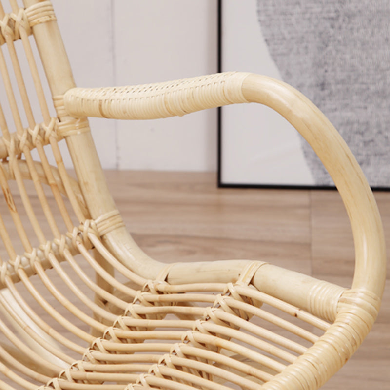 Natural Rattan Rocking Accent Chair Contemporary Reclining Rocker Chair for Living Room
