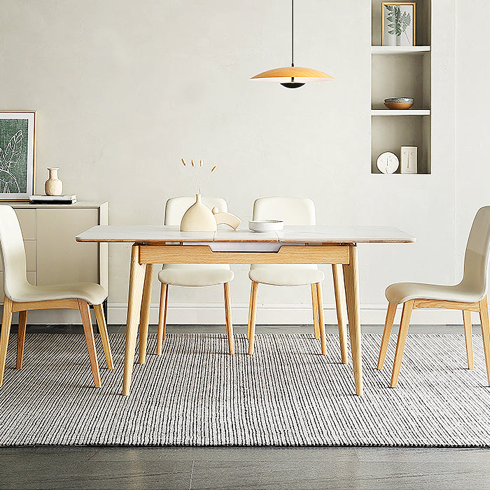 Modern Style Dining Table Sintered Stone Drop-Leaf Table for Home