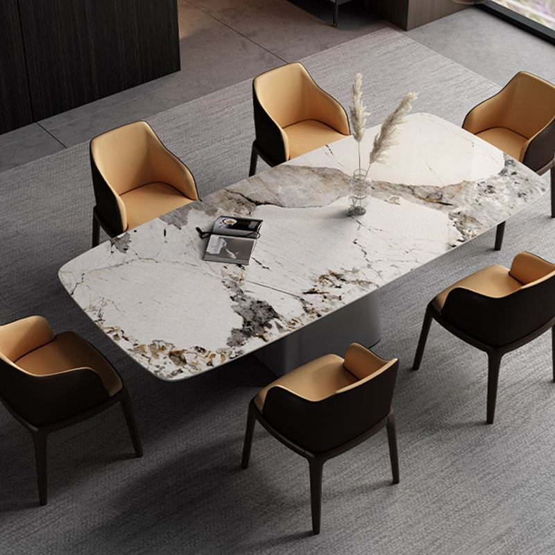Rectangle Stone Top Dining Table Modern Metal Base Dining Table for Living Room
