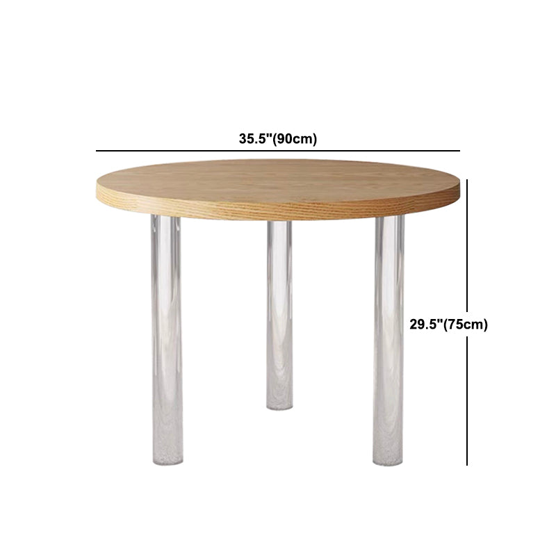 Round Dining Table Modern Wood Color Fixed Table of Solid Wood
