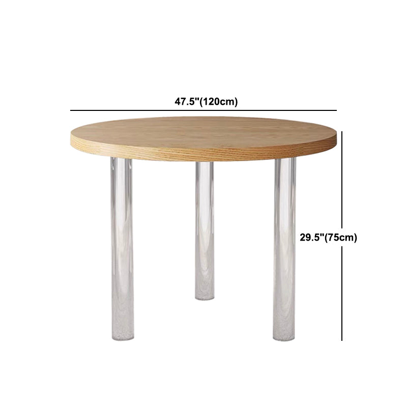 Round Dining Table Modern Wood Color Fixed Table of Solid Wood