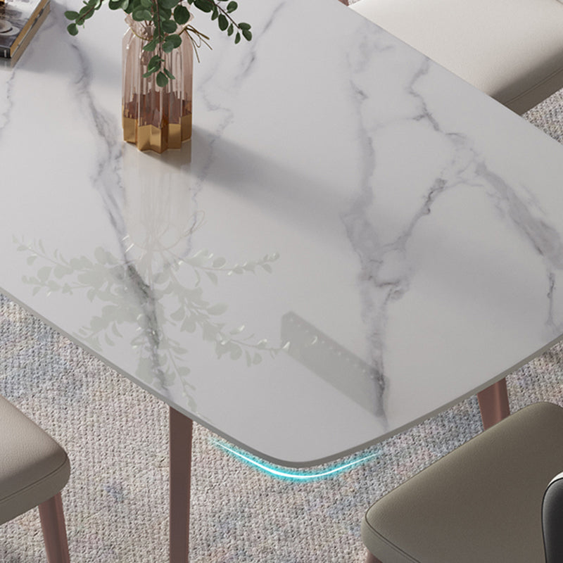 Modern Sintered Stone Top Table Rectangle Table with 4 Legs for Restaurant