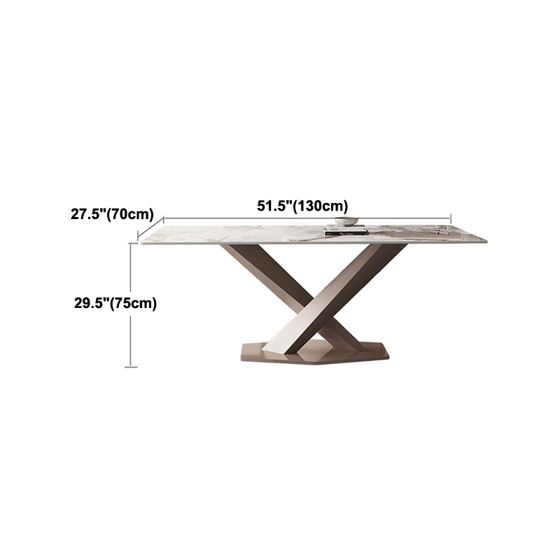 Modern Rectangle Dining Table Sintered Stone Pedestal Table for Home