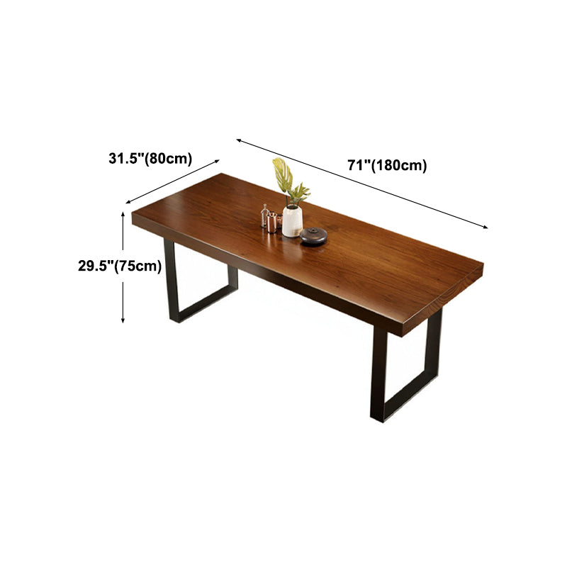 Industrial Dining Table with Sled Base Rectangle Wood Dining Table in Brown
