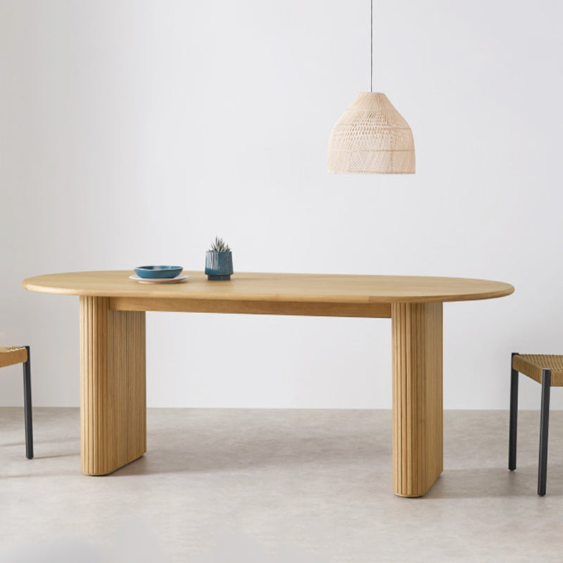 Modern Natural Base Table Oval Wood Top Dinner Room Kitchen Table