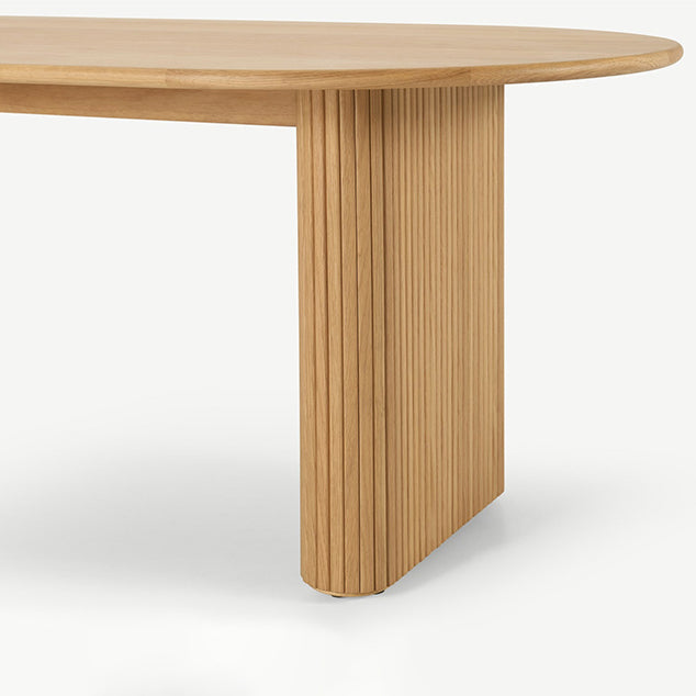 Modern Natural Base Table Oval Wood Top Dinner Room Kitchen Table