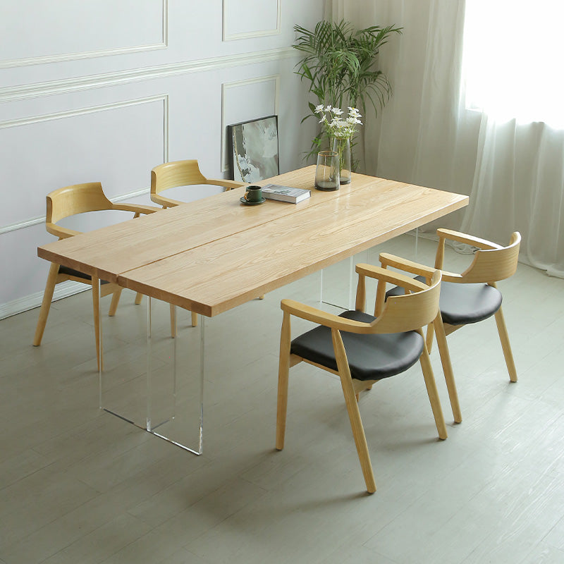 Natural Dining Table Rectangle Contemporary Style Solid Wood Dinner Table