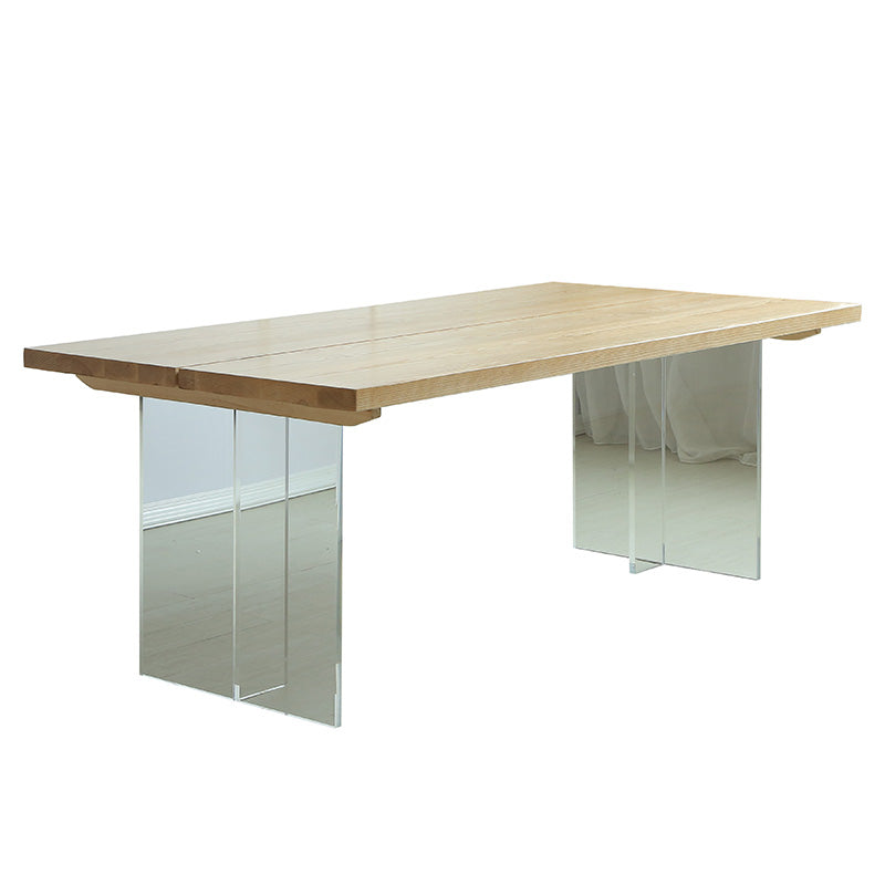 Natural Dining Table Rectangle Contemporary Style Solid Wood Dinner Table