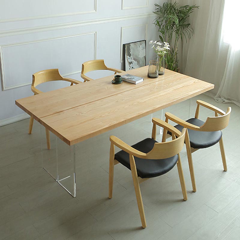 Natural Dining Table Rectangle Contemporary Style Solid Wood Dinner Table