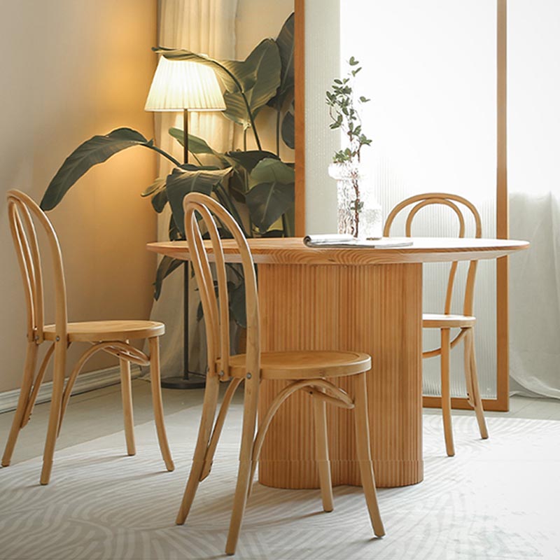 Modern Brown Wood Dining Table Round Dining Table for Kitchen