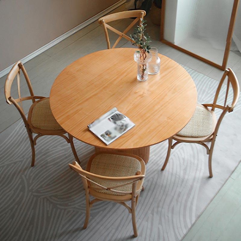 Modern Brown Wood Dining Table Round Dining Table for Kitchen