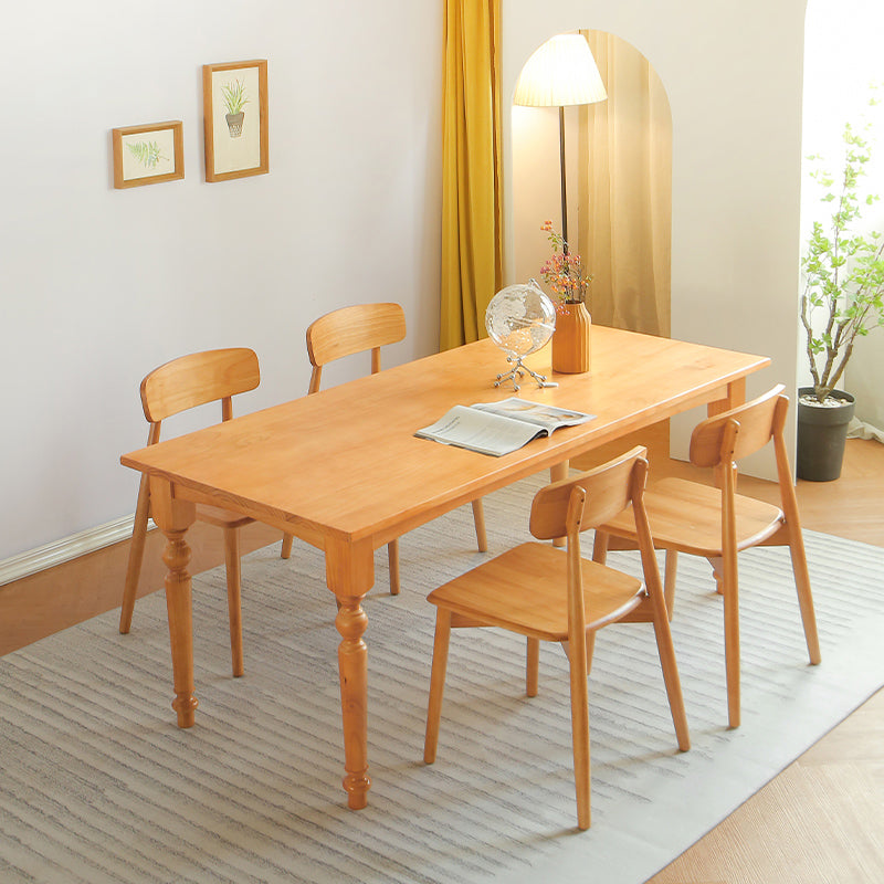 Rectangle Wood Top Dining table Modern Natural Finish Legs Dining Room Table
