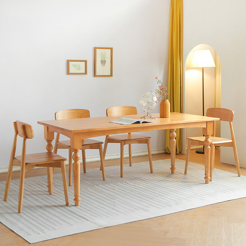 Rectangle Wood Top Dining table Modern Natural Finish Legs Dining Room Table