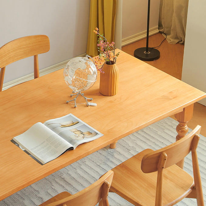 Rectangle Wood Top Dining table Modern Natural Finish Legs Dining Room Table