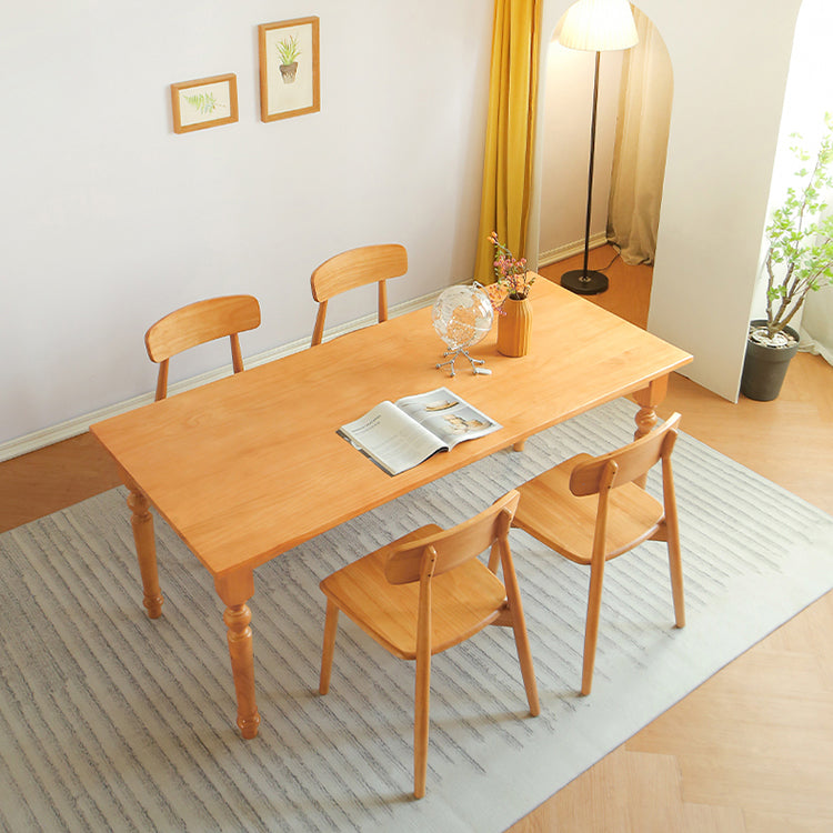 Rectangle Wood Top Dining table Modern Natural Finish Legs Dining Room Table