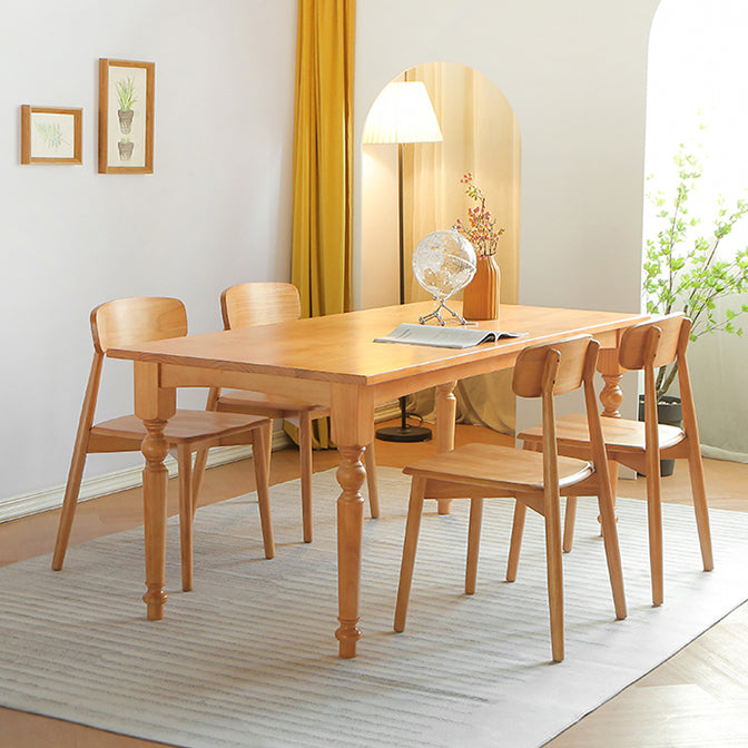 Rectangle Wood Top Dining table Modern Natural Finish Legs Dining Room Table