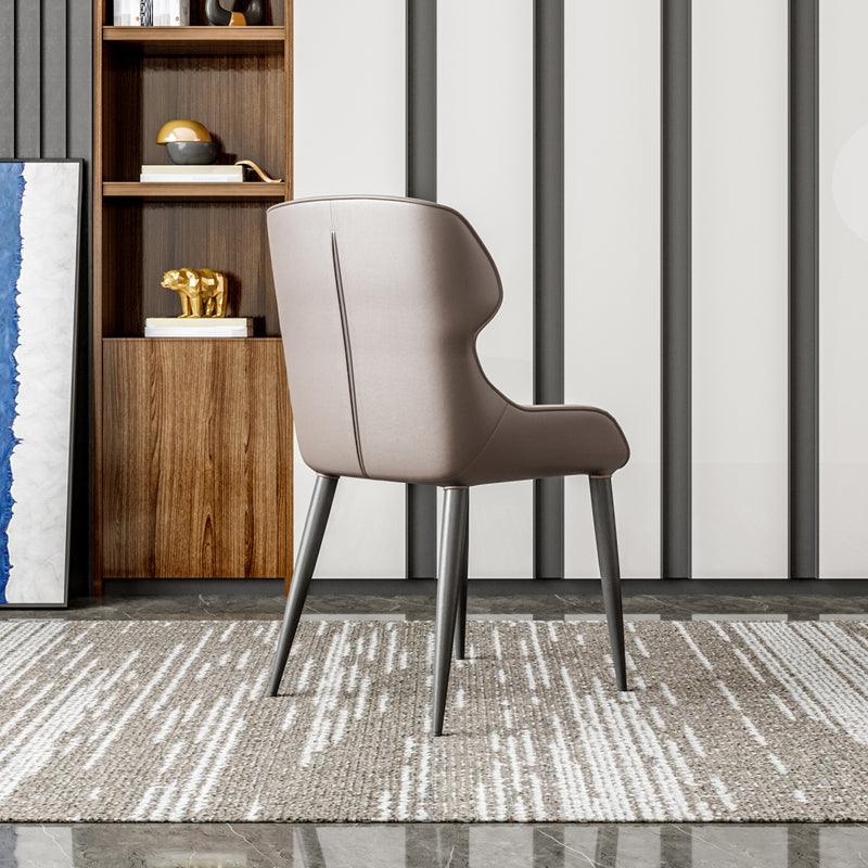 Contemporary Dining Chairs Wingback Dining Arm Side Chair with Metal Legs