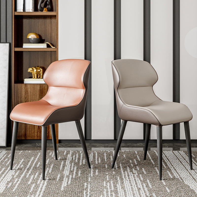 Contemporary Dining Chairs Wingback Dining Arm Side Chair with Metal Legs