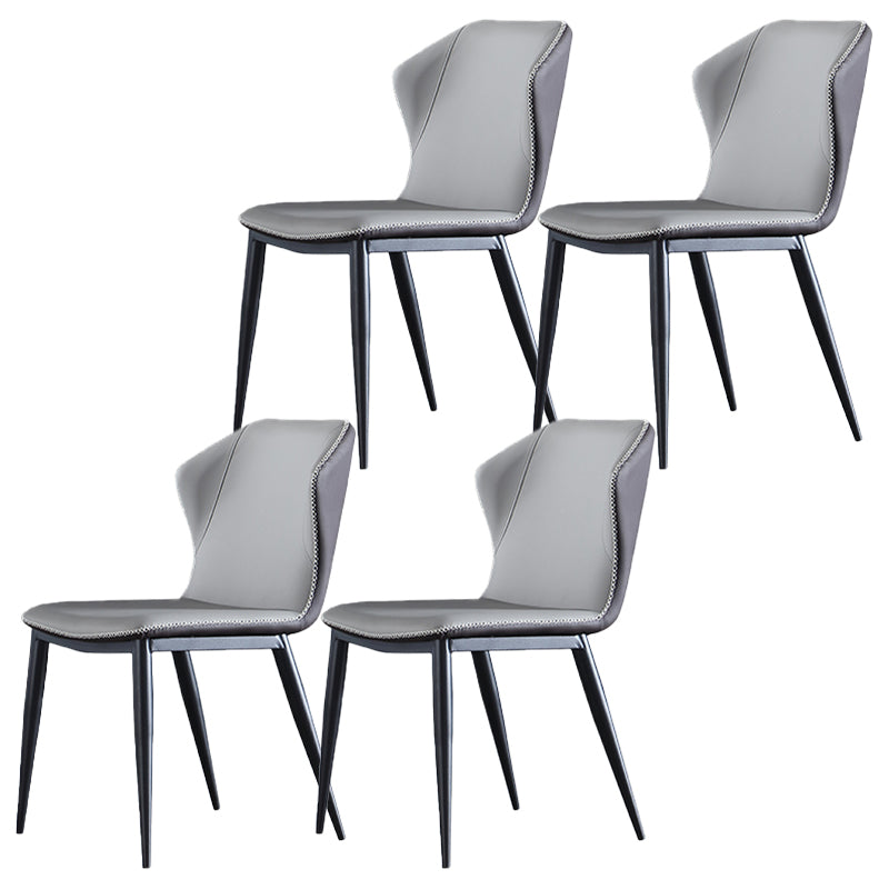 Faux Leather Dining Chairs Industrial Wingback Armless Dining Chair