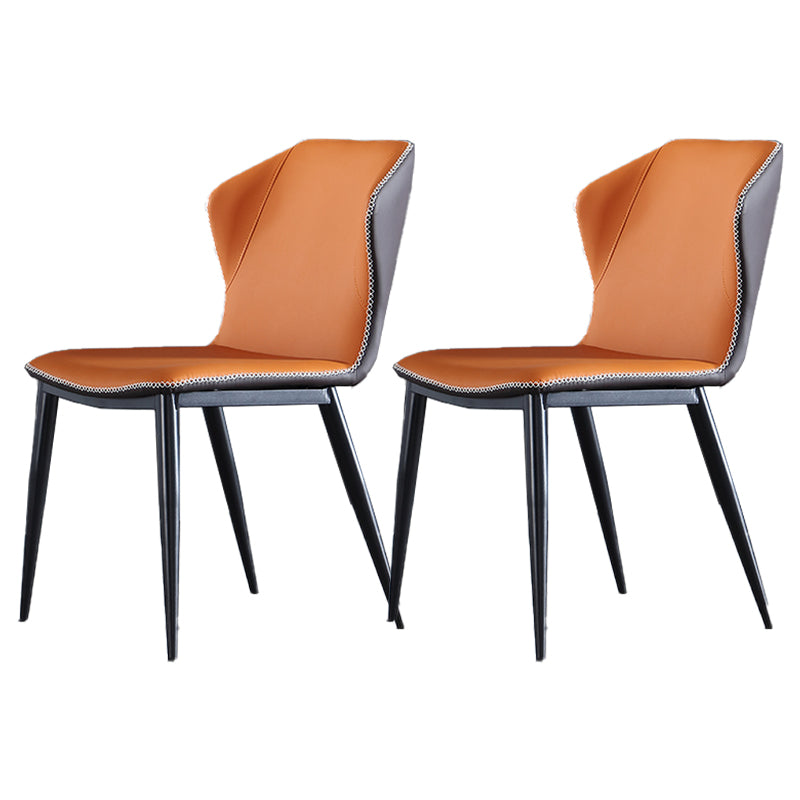 Faux Leather Dining Chairs Industrial Wingback Armless Dining Chair