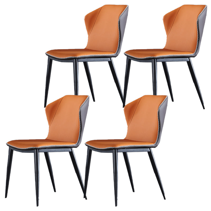 Faux Leather Dining Chairs Industrial Wingback Armless Dining Chair