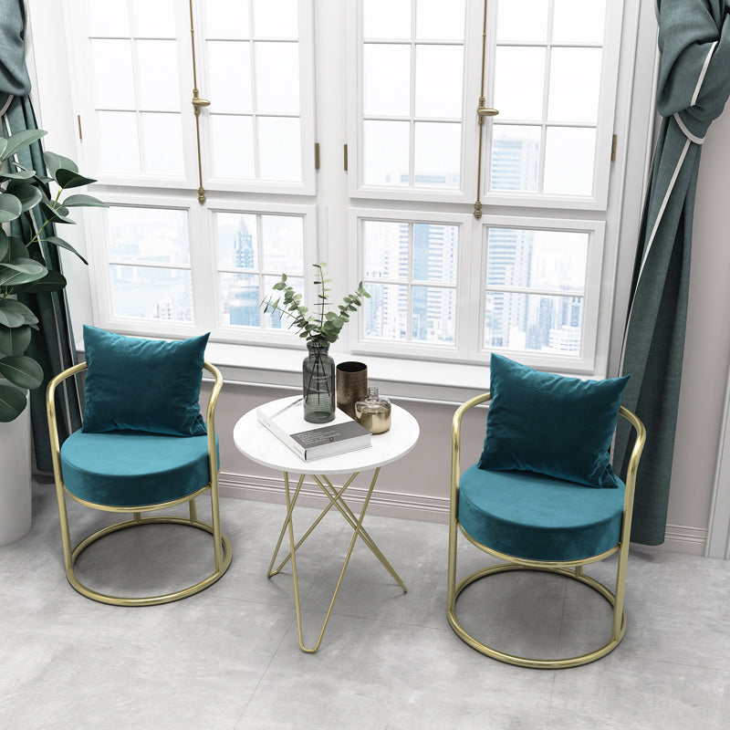 Glam Velvet Arm Dining Chairs Metal Dining Chair for Home Use